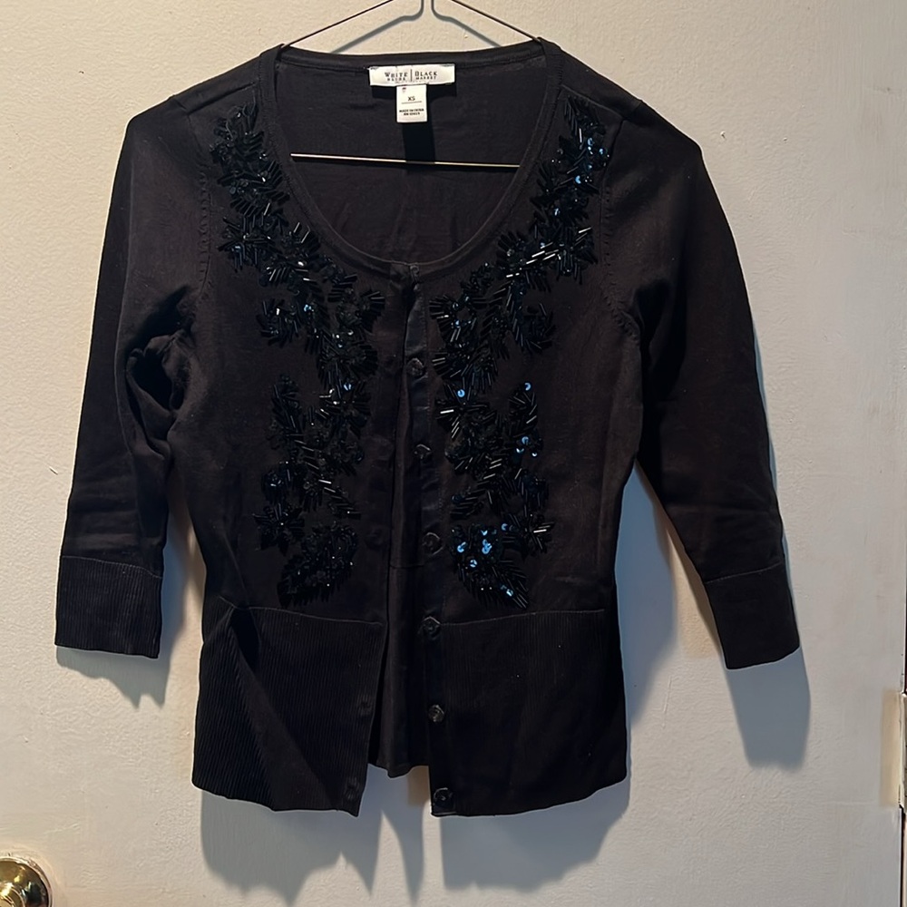 White House Black Market Black Embellished Blazer - Picture 2 of 2